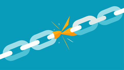 Broken Chain An illustration of a broken chain links symbolizing the release from past mistakes with light shining through the gap representing newfound freedom.