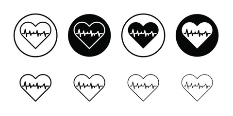 Heart rate icon Vector flat thin line illustration