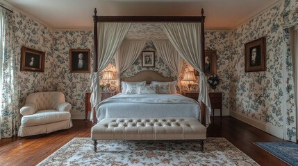 Elegant Four Poster Bed in a Vintage Bedroom