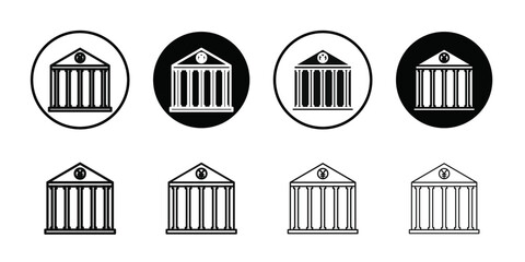 Japanese bank icon Vector flat thin line illustration