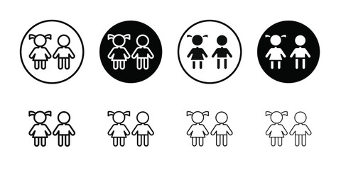 Kids or children icon Vector flat thin line illustration