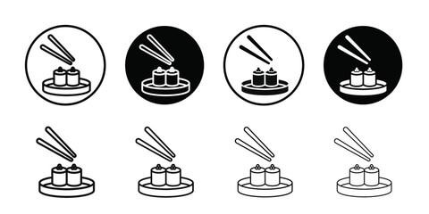 Maki sushi roll icon Vector flat thin line illustration