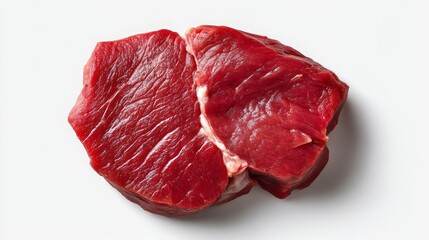 Fototapeta premium Fresh Raw Beef Cuts on White Background for Culinary Use