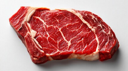 Obraz premium Fresh Raw Beef Steak on White Background for Cooking and Grilling