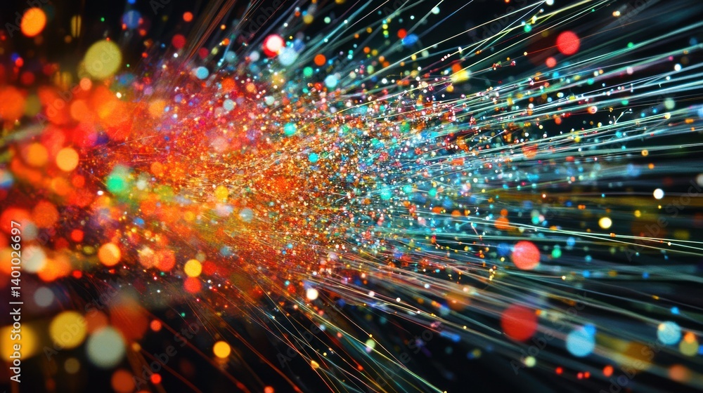 Poster digital stream: an abstract explosion of vibrant lights and dynamic lines