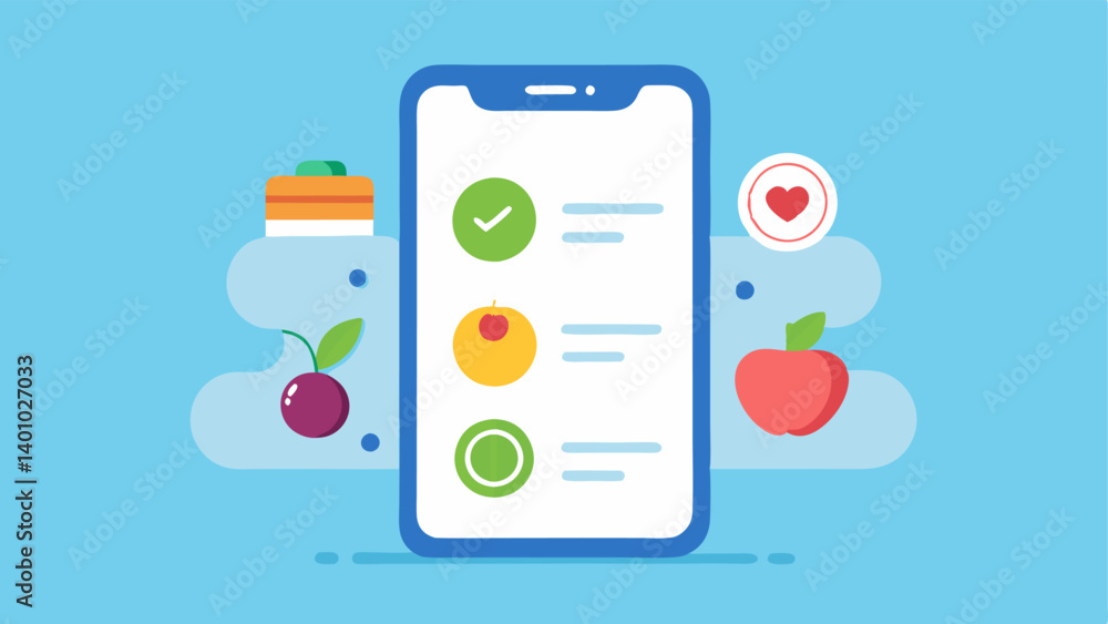 Poster smartphone app interface a smartphone screen displaying a diet app with a personalized meal plan bas