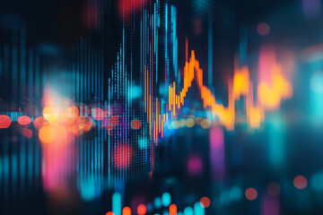 Abstract representation of financial data with glowing lines and bokeh