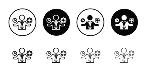 Productive man icon Vector flat thin line illustration