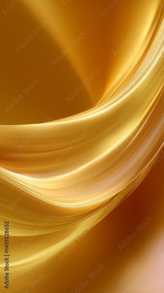 Poster swirling golden fabric creates a mesmerizing wave pattern in soft light at dawn