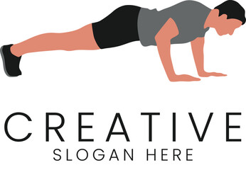 Man Doing Plank Exercise Fitness Workout Strong Body gym yoga form pose male grey sport   