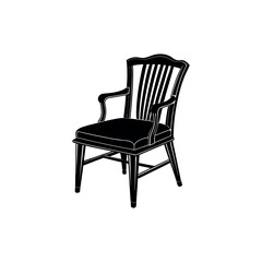 Office or Gaming Chair and Wooden Desk Chair silhouettes vector