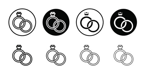 Wedding ring icon Vector flat thin line illustration