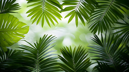 Obraz premium Tropical Lush Green Leaves Background