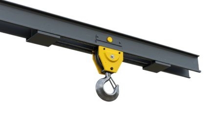 Isolated overhead crane trolley with hook