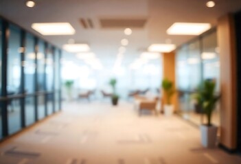 Generative AI Blurred Vision of Modern Office Interior with Stylish Furnishings