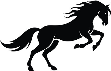 Fototapeta premium Horse Silhouette On Transparent Background In Rearing Pose Elegantly