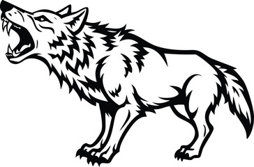 Obraz premium Howling Wolf Design, Fierce Animal with Sharp Teeth on Transparent Background