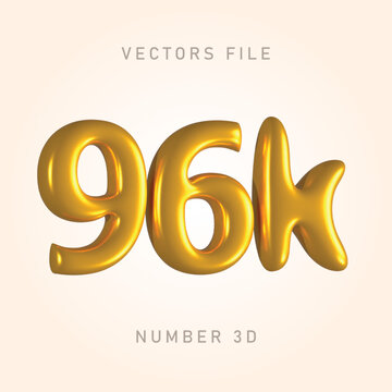 Gold balloon-style numerals 96k against a beige background.