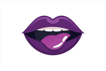 Dark Glossy Lips and Tongue Out Isolated PNG for Fashion Pop Art