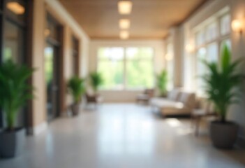 Generative AI Modern interior of a spacious hall with natural light and blurred effect