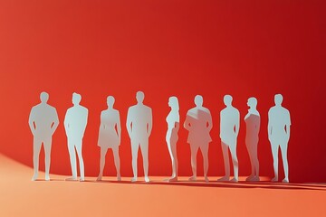Fototapeta premium Diverse Team Paper Cutouts Minimal Business Background