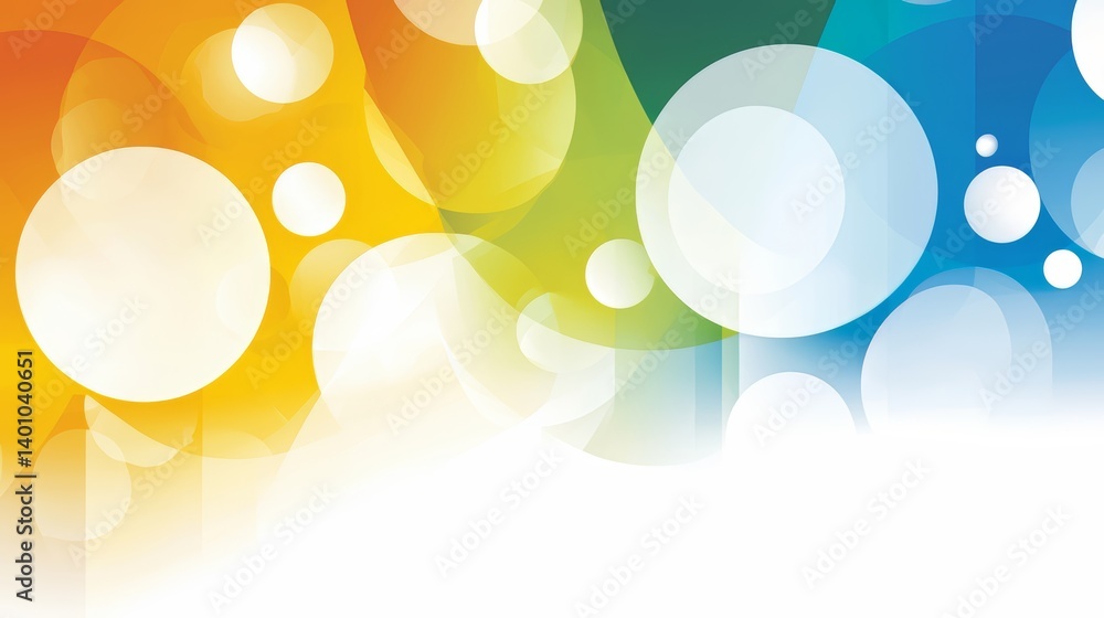 Aufkleber colorful background with white circles and a blue circle in the middle. the background is a mix of y