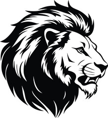 Obraz premium Isolated Lion Head Profile with Dense Mane on Transparent Background