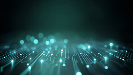 glowing abstract tech background with circuit board pattern, featuring blue lights and futuristic design. image conveys sense of innovation and digital connectivity