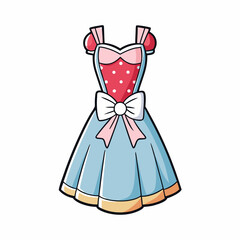 vector illustration of a girl in a red dress