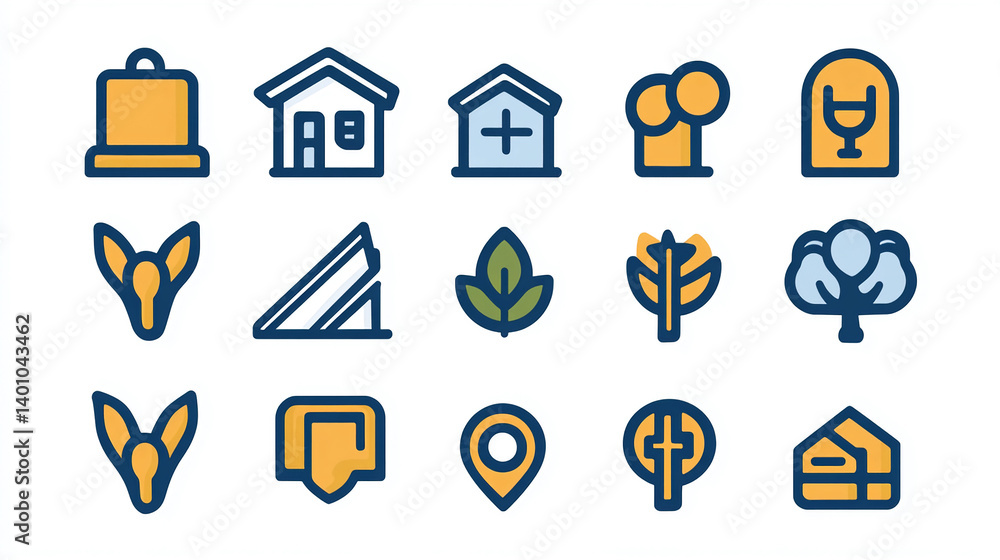 Poster iconic element collection: a visually rich array of diverse icons, representing key concepts across 