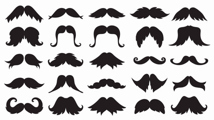 Moustache silhouette vector set