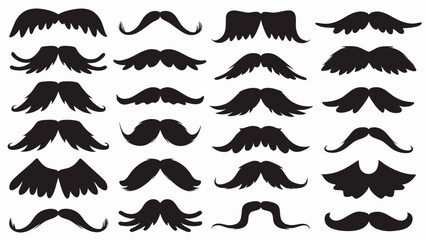 Moustache silhouette vector set