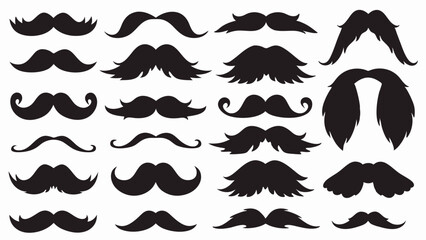 Moustache silhouette vector set