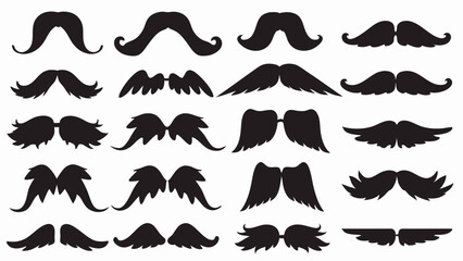 Moustache silhouette vector set