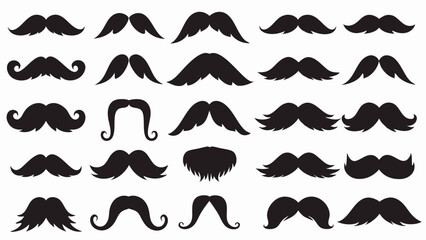 Moustache silhouette vector set