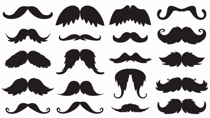 Moustache silhouette vector set