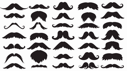 Moustache silhouette vector set