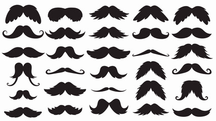 Moustache silhouette vector set