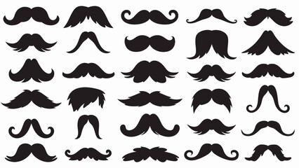 Moustache silhouette vector set