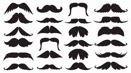 Fototapeta premium Moustache silhouette vector set