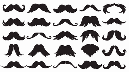 Moustache silhouette vector set