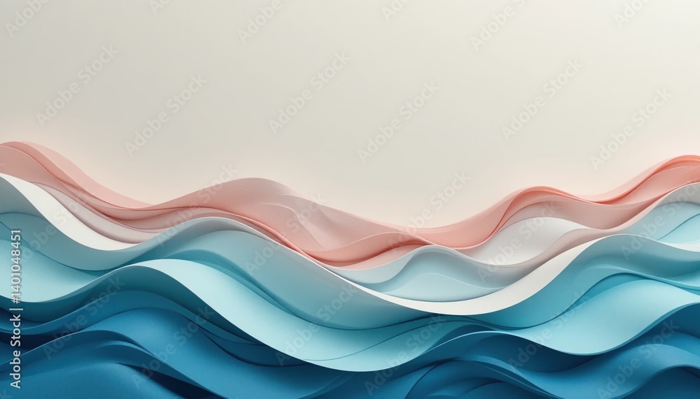 Poster flowing waves of soft colors abstract art digital creation minimalist environment artistic viewpoint