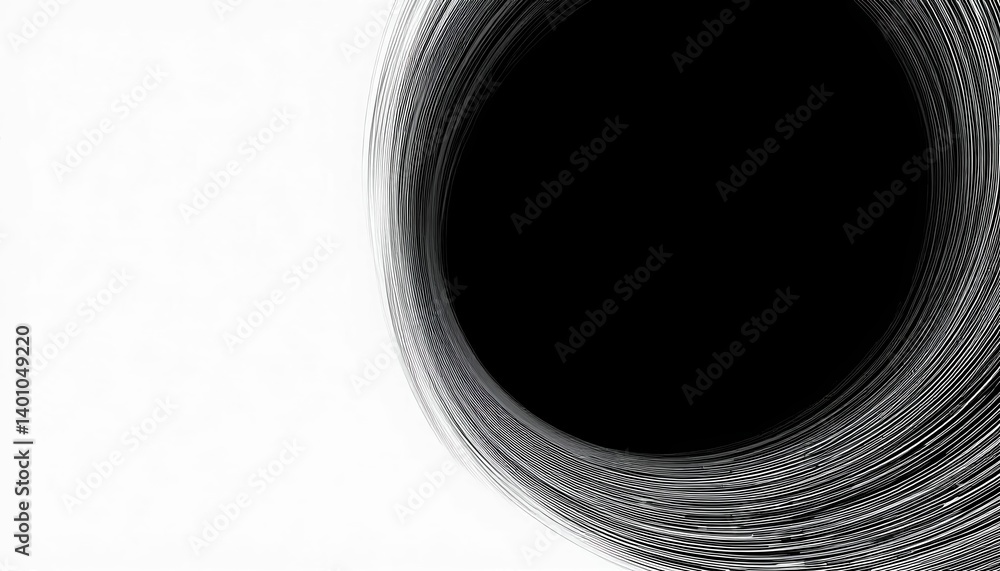 Poster dynamic circular patterns in black and white abstract art digital creation modern design artistic en