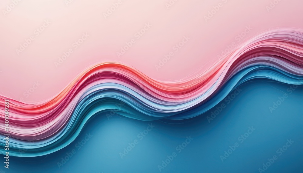 Poster fluid waves of color flowing across a soft background abstract art composition digital artwork conte