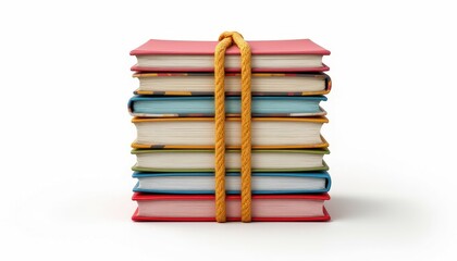 Fototapeta premium Stack of colorful books tied with rope