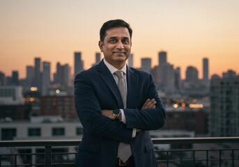 Confident entrepreneur standing arms crossed