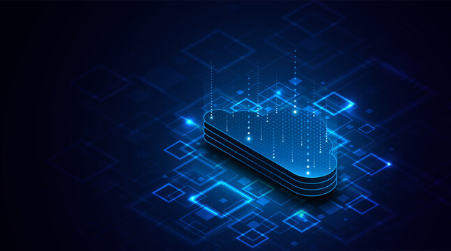 Abstract cloud technology circuit board. Large data center concept. modern cloud storage technology innovation concept background