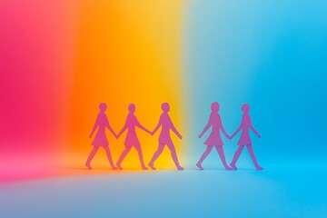Diverse Team Walking Together Positive Background