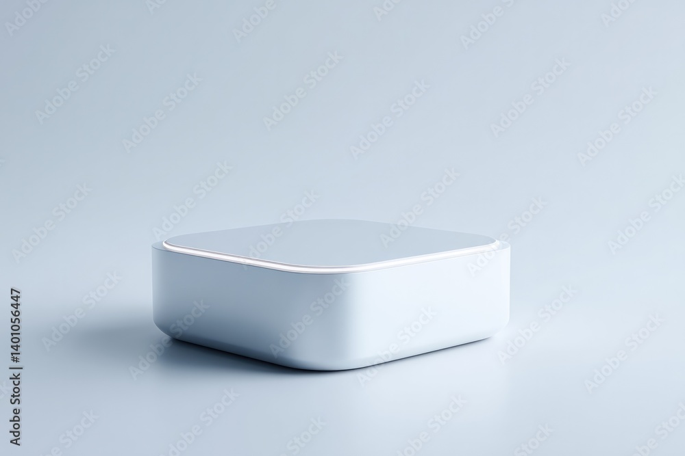 Poster minimalistic 3d model of sleek gadget with abundant copy space on clean white background