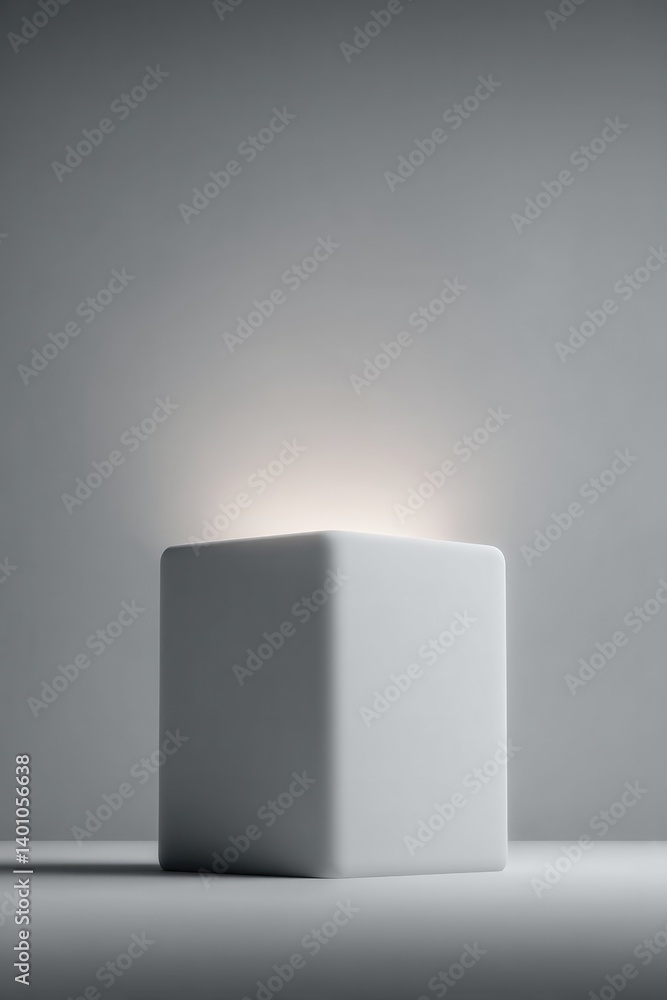Poster minimalistic empty podium with volumetric lighting providing clean aesthetics ample copy space for t